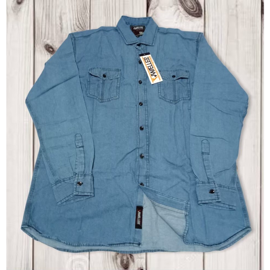 COD  Kemeja jeans lengan panjang jumbo pria wanita - kemeja jeans denim tangan panjang big size cowo