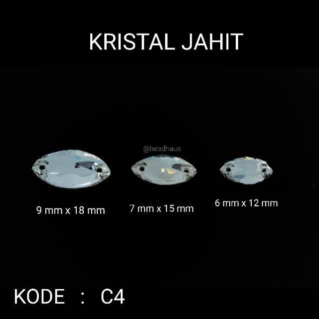 Payet Kristal Jahit bentuk Daun