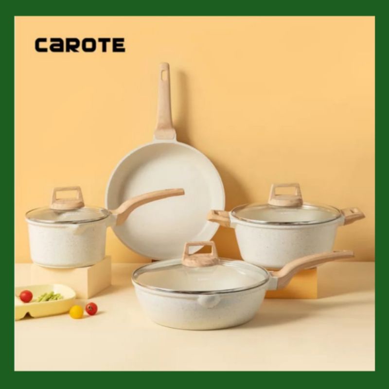 Carote Non Stick (Anti Lengket) White Granite 4pcs/2pcs setCarote Non Stick (Anti Lengket) White Gra