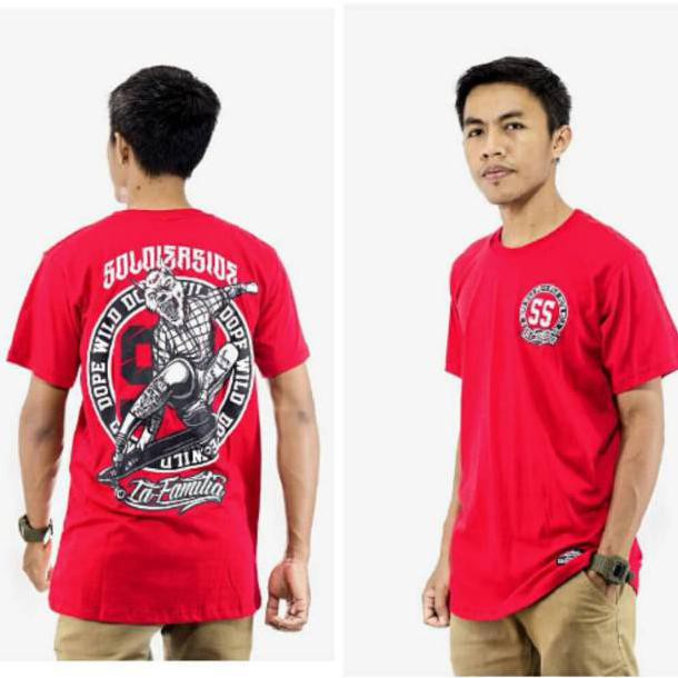 KAOS DISTRO REMAJA KEKINIAN MERAH MOTIF SRIGALA SKATE SKATER SKATEBOARD FULL DESAIN TERBARU ORIGINAL
