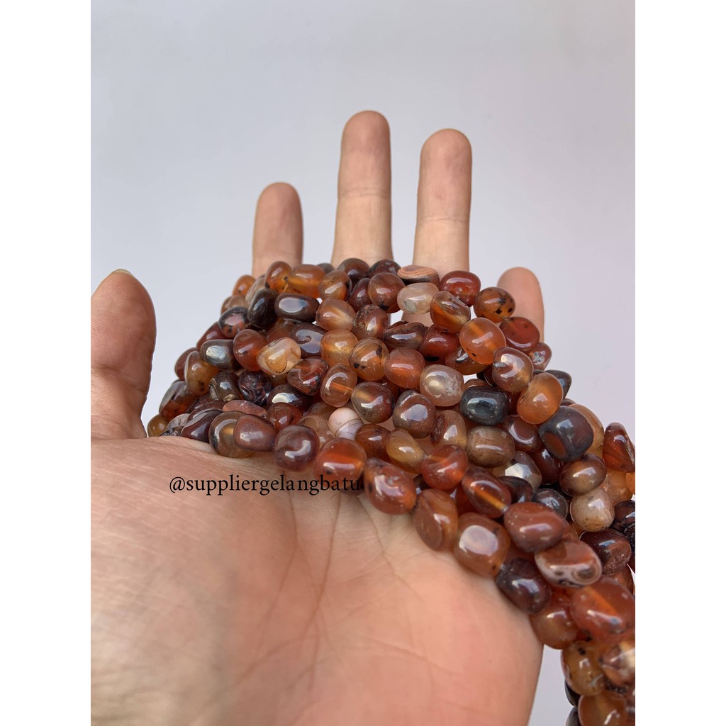 manik Batu alam BLACK RED AGATE Beads 12 x 10mm blackred hitam merah