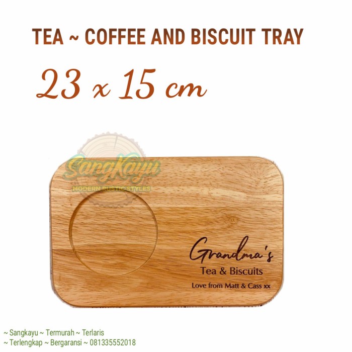 Wooden Coasters tray 23x15cm tatakan cangkir gelas kopi nampan kayu