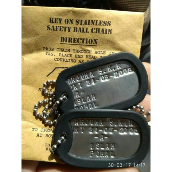 Kalung Dogtag Militer/Dogtag Military