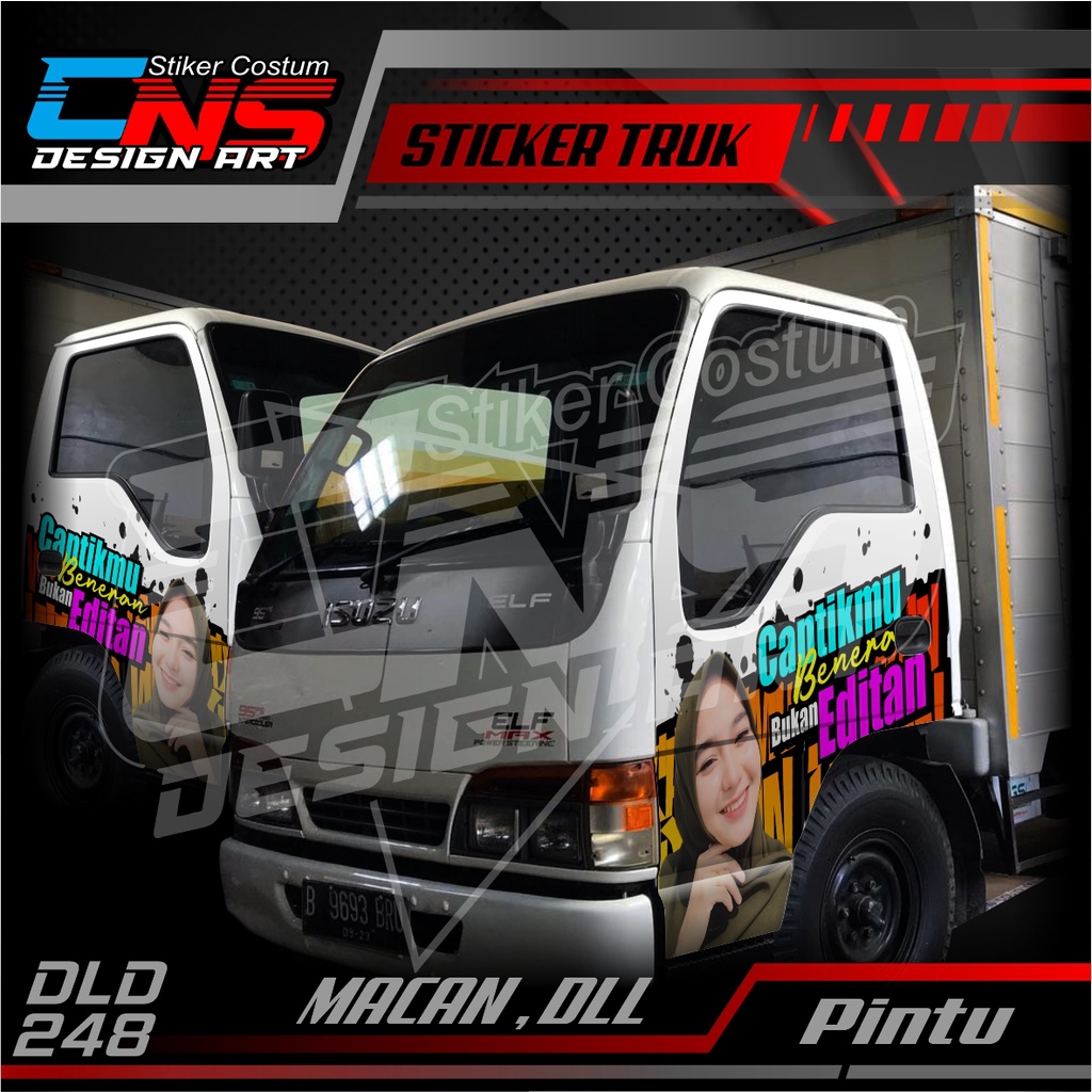 Stiker Pintu Depan ISUZU NKR ELF MACAN Kanan Kiri Custom Foto Cewek Cantik Hijab Vector Seksi Bisa R