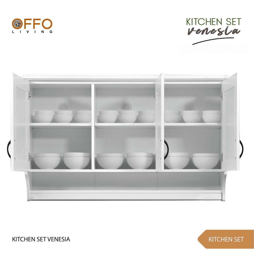 Offo Living - Kitchen Set Lemari Dapur Rak 3 Pintu Body Putih - 014110 VENESIA