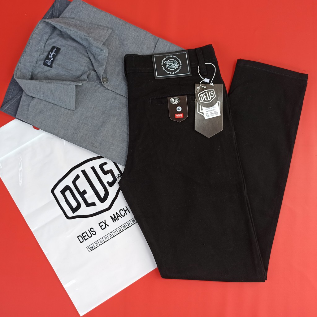 Celana Chino Panjang Pria Bahan Melar Elastis Slimfit Casual Style Hitam Kerja Cowok Dewasa