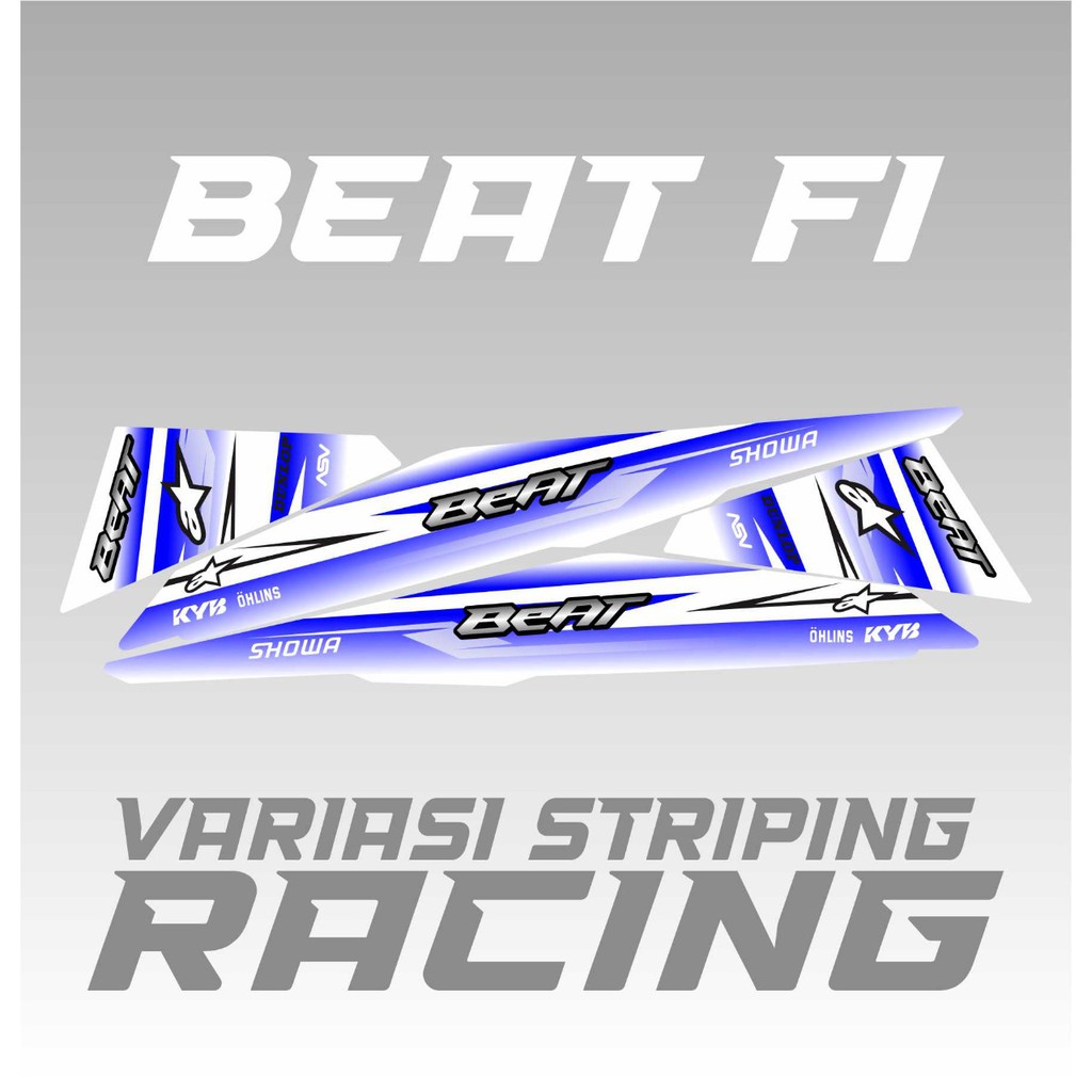 STRIPING BEAT FI VARIASI RACING PUTIH BIRU LIS SIMPLE -21