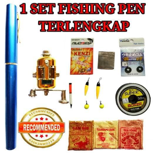 1 Set Joran Pancing Pena Mini / Pancingan Pena Mini 1 Set - Fishing pen set / Pen fishing set