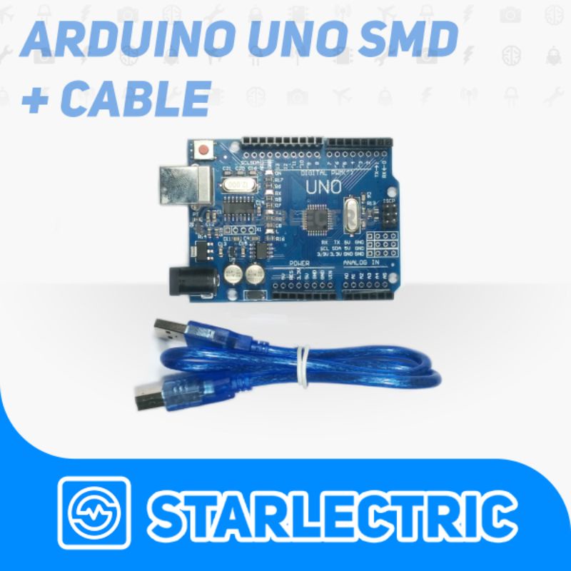 Uno R3 - Arduino Uno Complatible Atmega328p CH340 dengan Kabel Cable SMD version