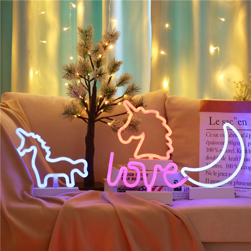 Lampu Neon Bentuk Unicorn  hati bulan bintang Untuk 