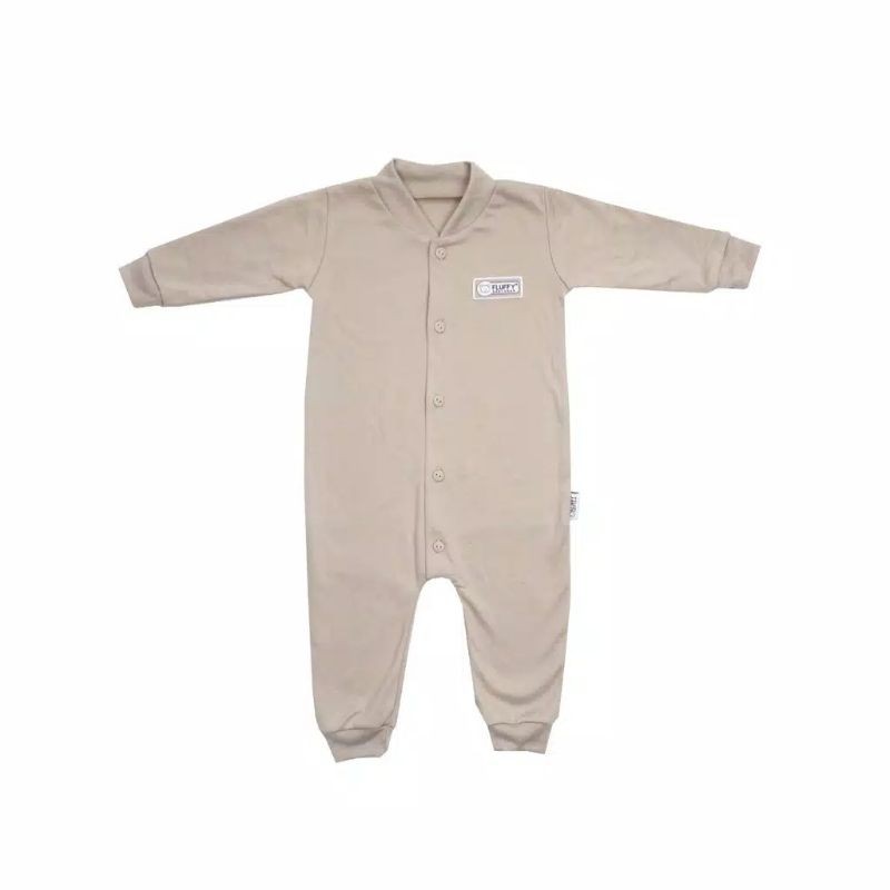 (FLUFFY) 3pcs Baju Kodok Panjang Buka Kaki/Sleepsuit KHAKI SERIES