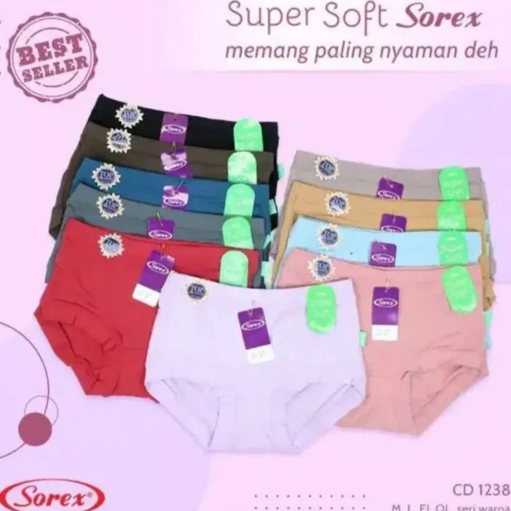 Celana dalam wanita sorex super soft 1238 asli promo isi 3 ,  pcs