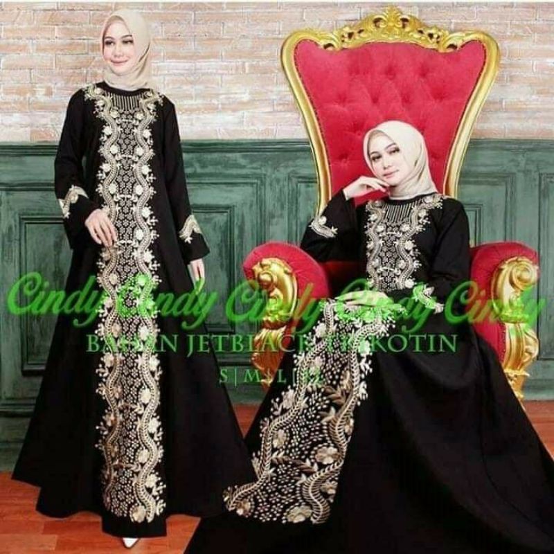 Abaya Hitam Bordir Gamis Hitam Gamis Abaya Arab Hitam Polos Wanita Arabian