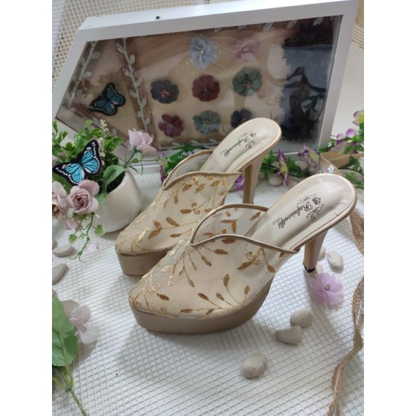 sepatu rafaizoutfit model Ruby gold tanpa Payet tinggi 12cm