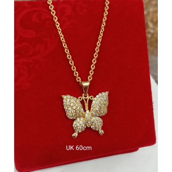 XCp.Kalung +Liontin xuping wanita berlapis emas dengan mata zircon uk60cm.