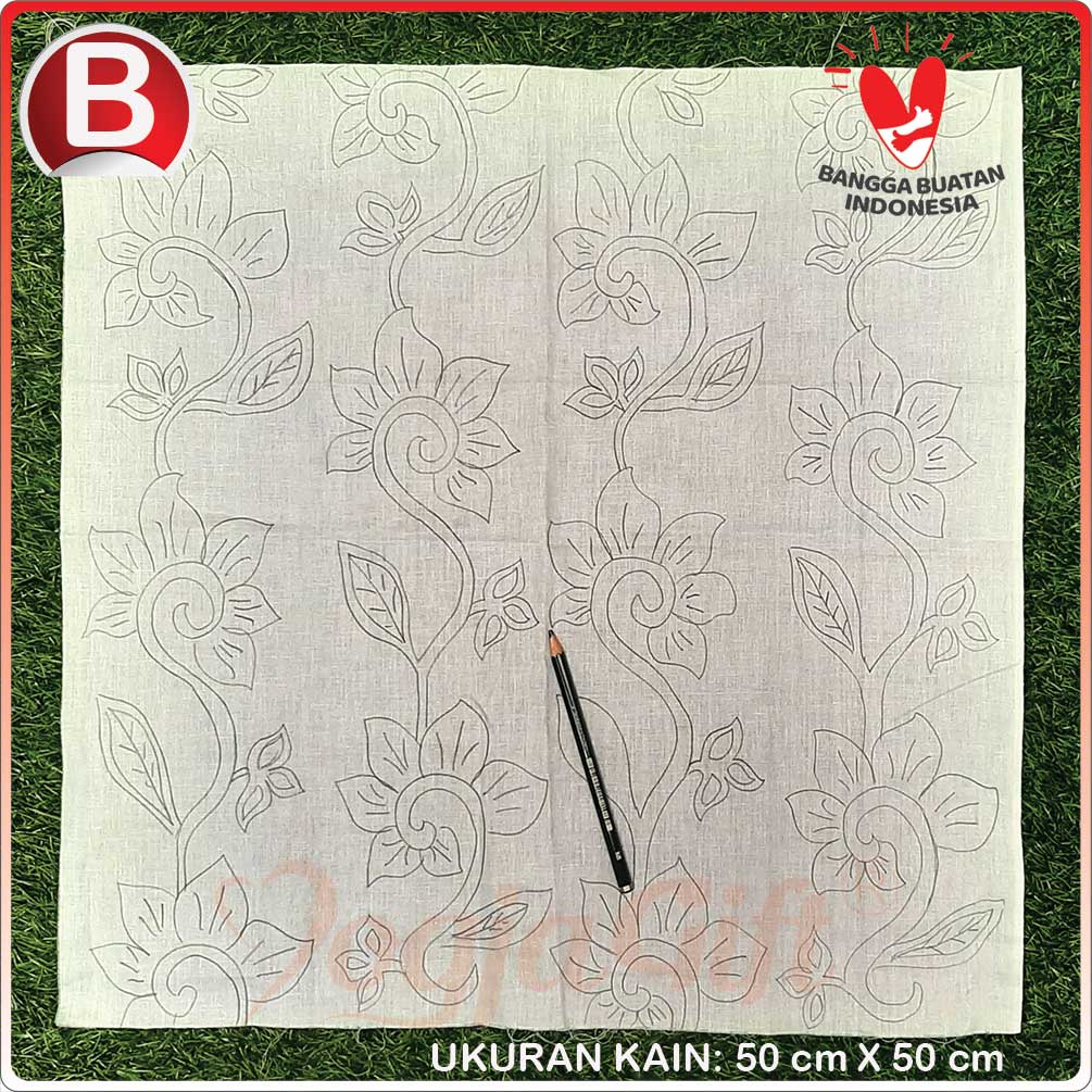 Kain Katun Prima Sketsa Pensil Motif Batik 50 cm X 50 cm