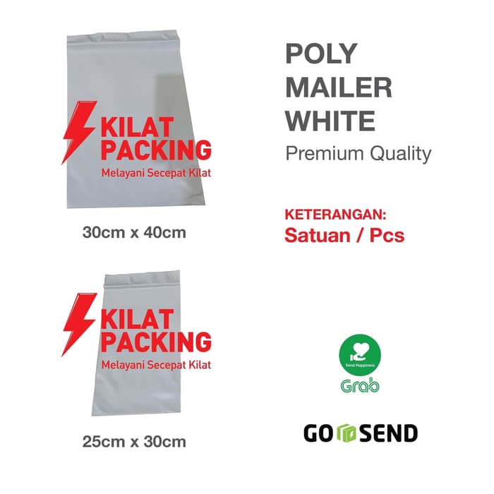 

30cm x40cm Polymailer Polybag Kantong Amplop Plastik Putih (Isi 100)