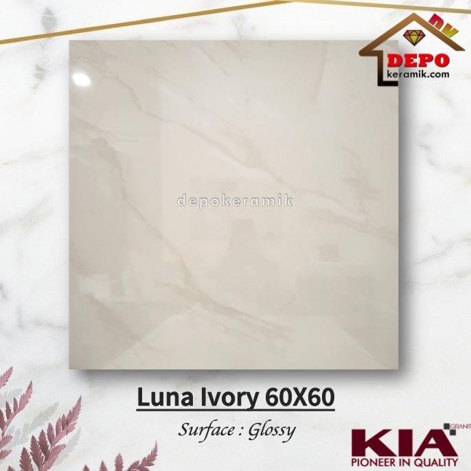 KERAMIK LANTAI KIA Granit Luna Ivory 60x60 Kw1 Granit Lantai Dinding Kilap Marble