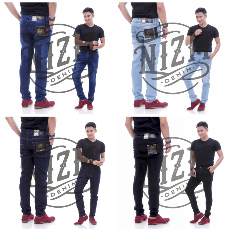 NIZMDENIM LUSINAN CELANA JEANS PRIA HITAM / GARMEN / BIOWASH / BIOBLITZ STRETCH / MELAR