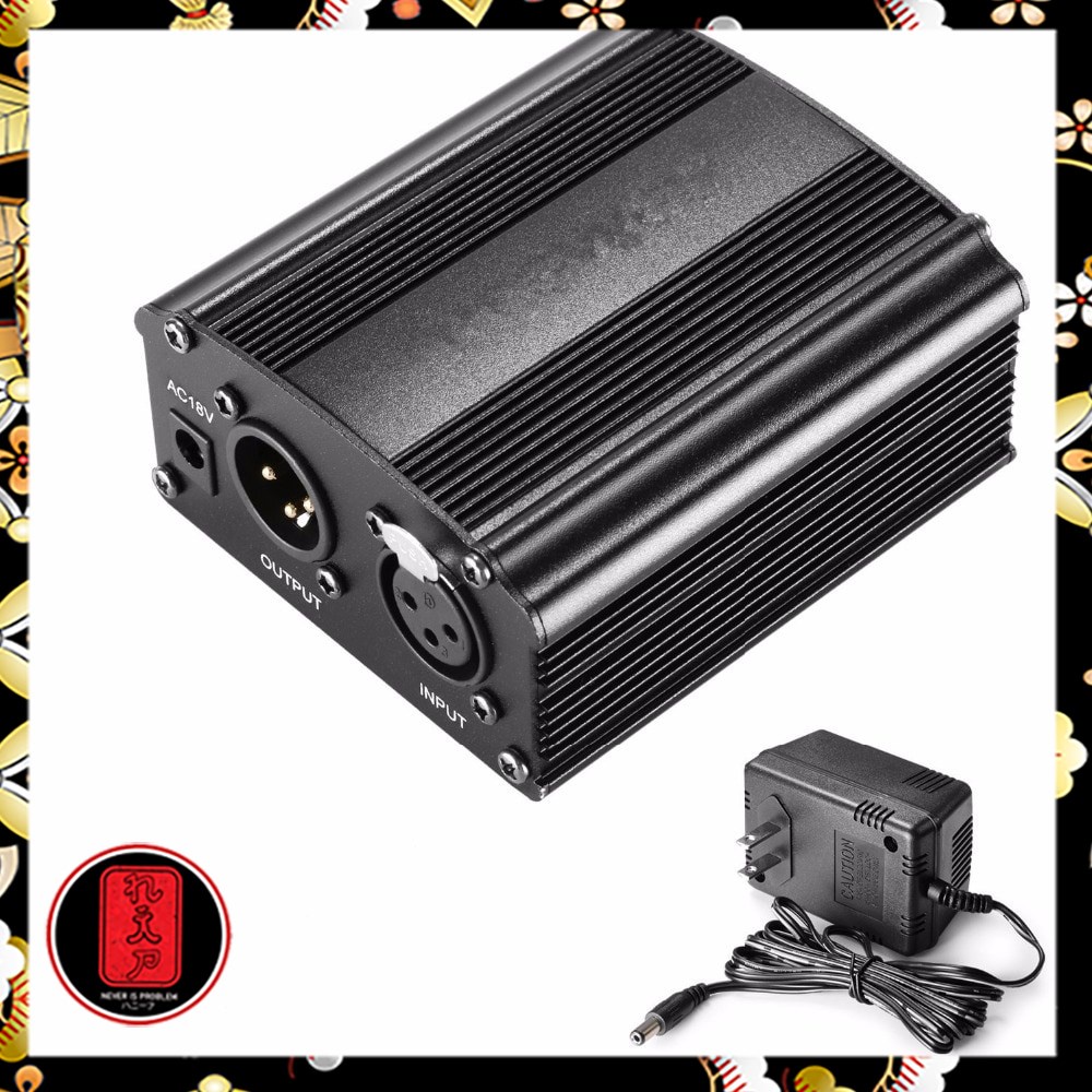 Phantom Power Microphone 1 Channel 48V Supply for Condenser Microphone - RU-P48V - Black