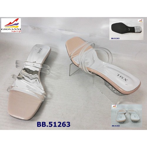 BB.51263 Sendal selop transparan hak 2cm untuk wanita koleksi Giovanni shoes