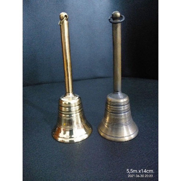 Lonceng tangkai kuningan antik diametet 5,5cm.x14cm.