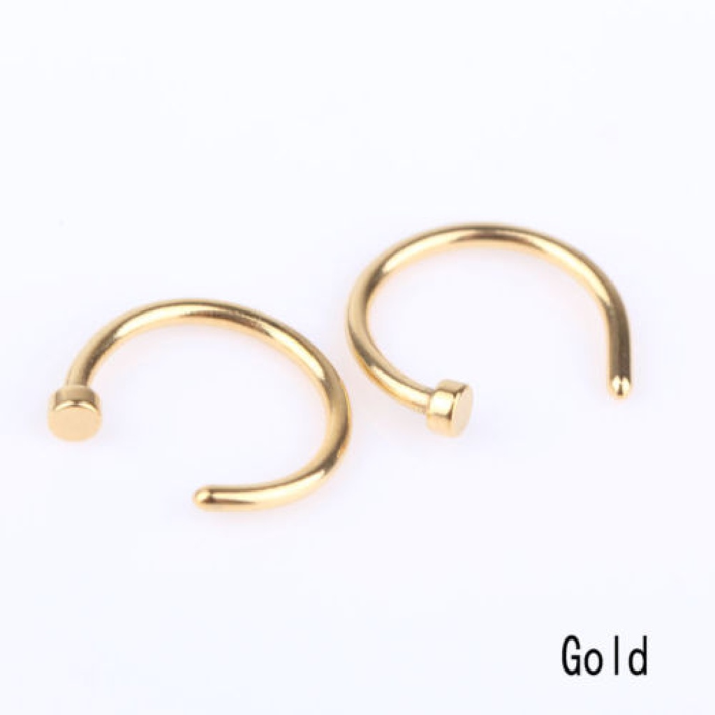 NewBaby 2PCS Stainless Steel Nose Open Hoop Ring Earring Body Piercing Studs ID