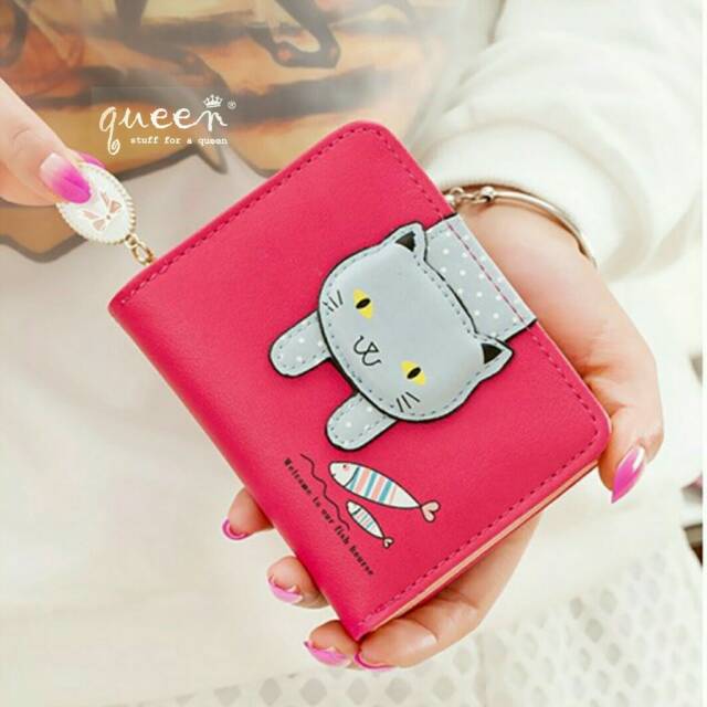 Dompet walet kucing mkn ikan / dompet murah / fashion wanita