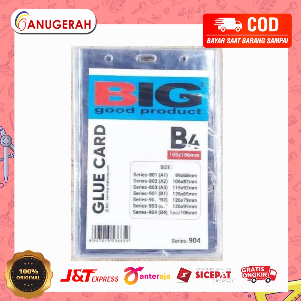 BIG B4 904 KEPLEK NAMA / PLASTIK ID CARD BENING / TRANSPARAN (PACK)