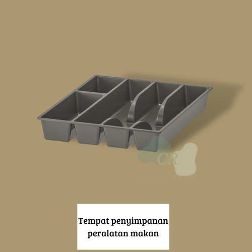 SMCR Baki peralatan makan/ tempat sendok garpu/ tempat alat makan abu-abu, 31x26 cm