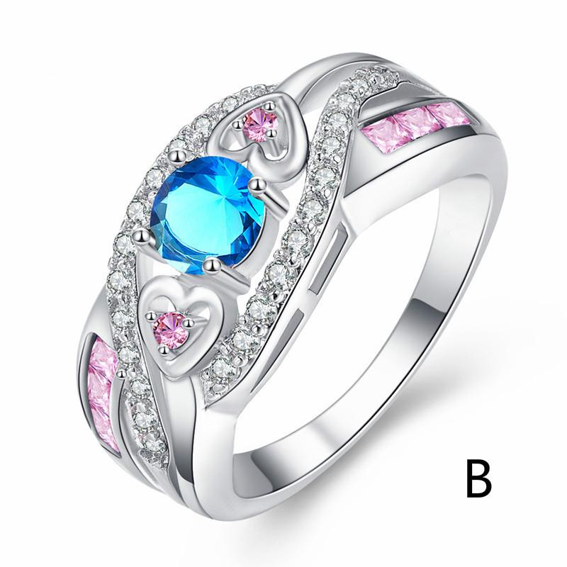 Cincin Motif Hati Hias Berlian Imitasi Warna Ungu Untuk Wanita