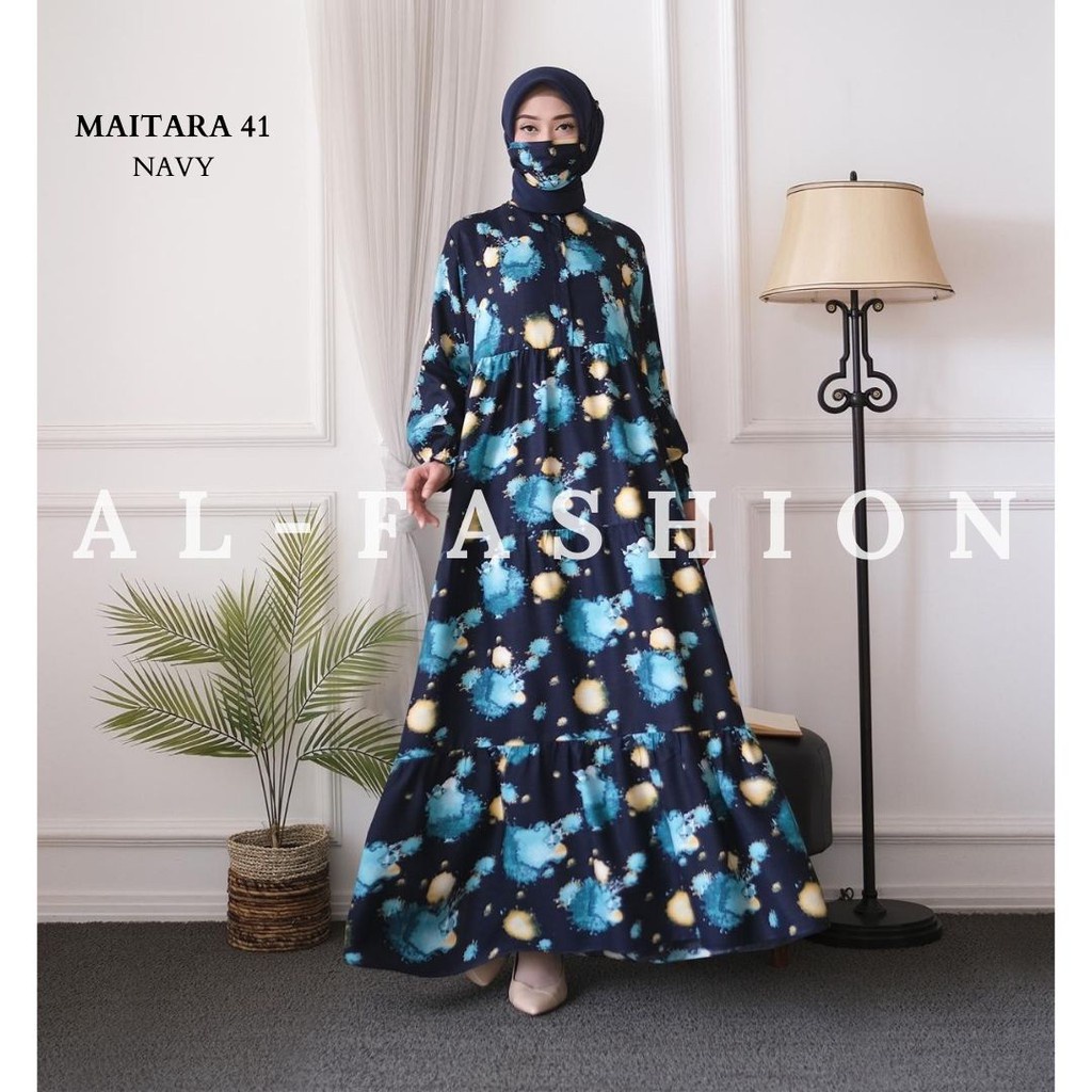ABA agen baju homey dress gamis wanita MAITARA-MAITARA 41 NAVY BIRU