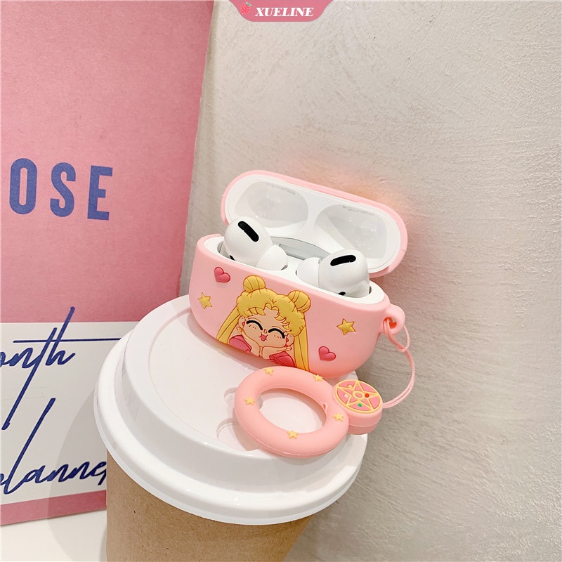 Cover Pelindung Headphone Bluetooth Bahan Silikon Motif Kartun Sailor Moon Untuk AirPods 1 2 pro