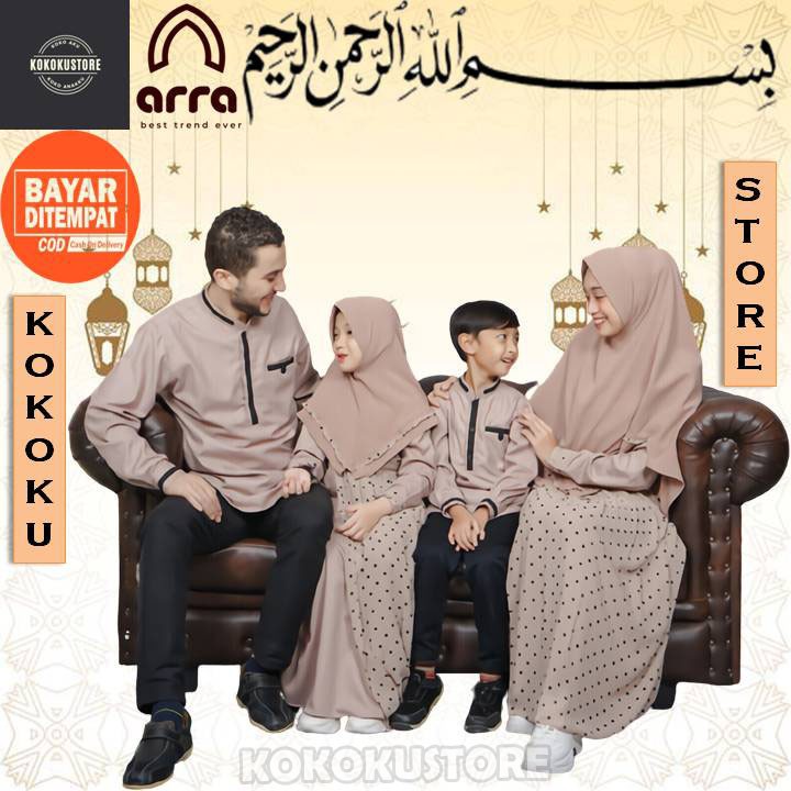 Baju Kapel Keluarga Muslim Pria Dewasa Anak Laki Laki Dan Perempuan Arra Ayman Gamis Hijab Khimar
