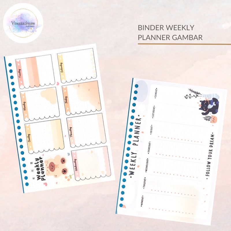 

Binder Weekly Planner Edisi Animal Kucing A5 / Isi Binder Aesthetic