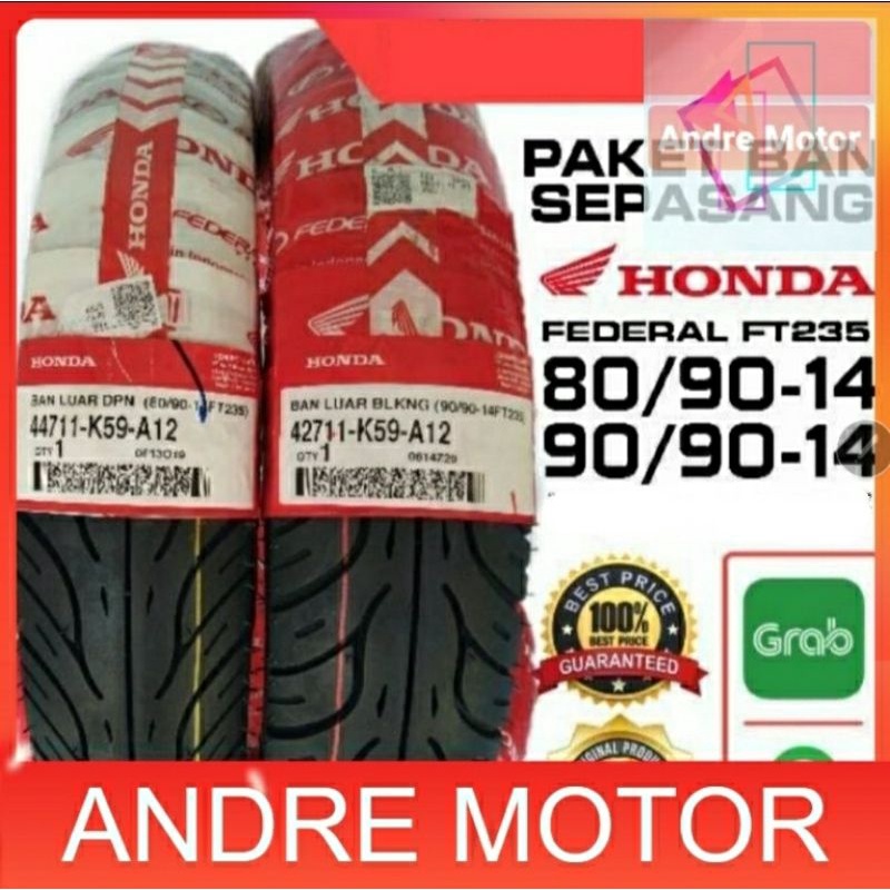 PAKET 80/90-14  & 90/90-14 SEPASANG BAN LUAR HONDA FEDERAL FT235 TUBELESS