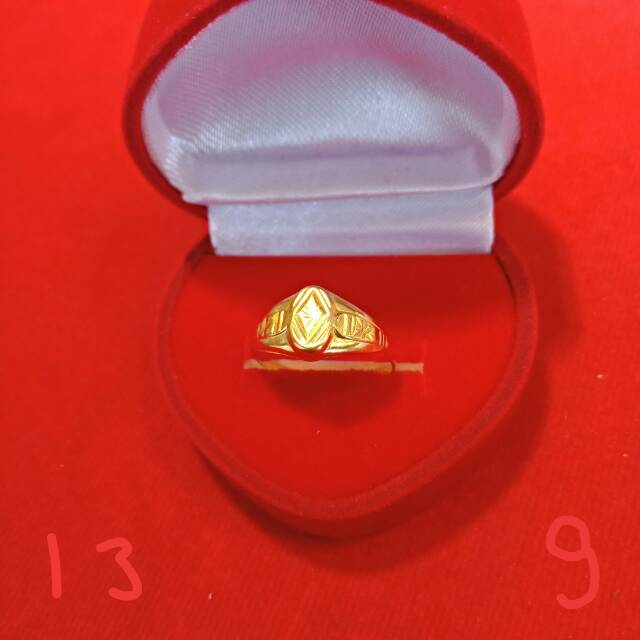 Cincin No 13 anak dan dewasa emas asli kadar 700 70% 22 1 satu 0.5 setengah gram gold model z abstrak