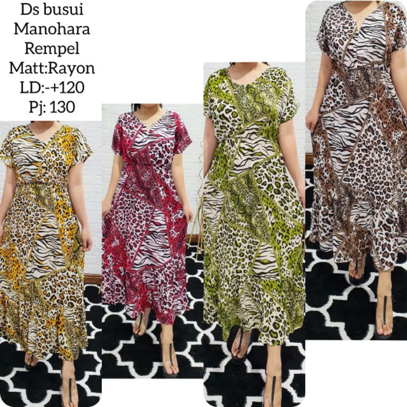 Daster Manohara Panjang Model Rempel/Motif Leopard/Daster Busui