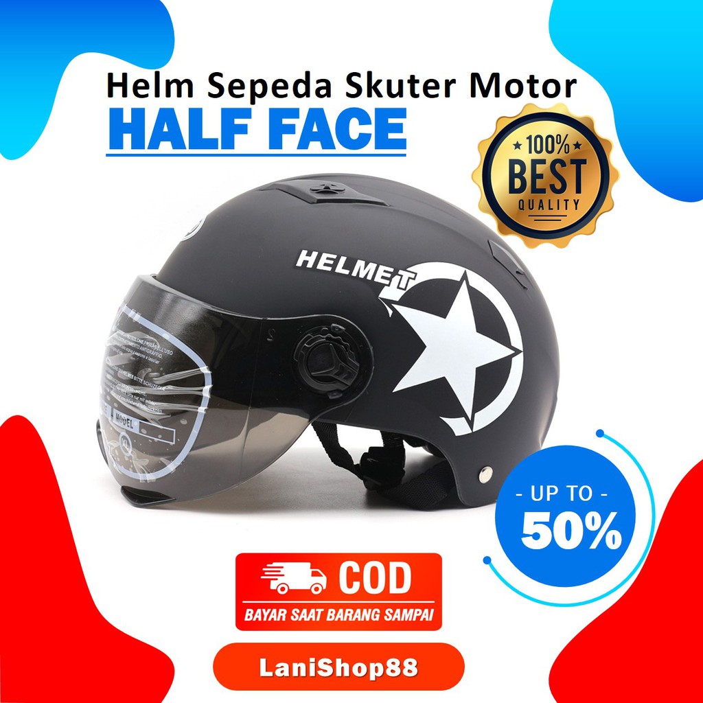 Helm Helem Sepeda Gowes Skuter Motor Listrik Elektrik Half Face Dewasa Murah ZORO - HITAM