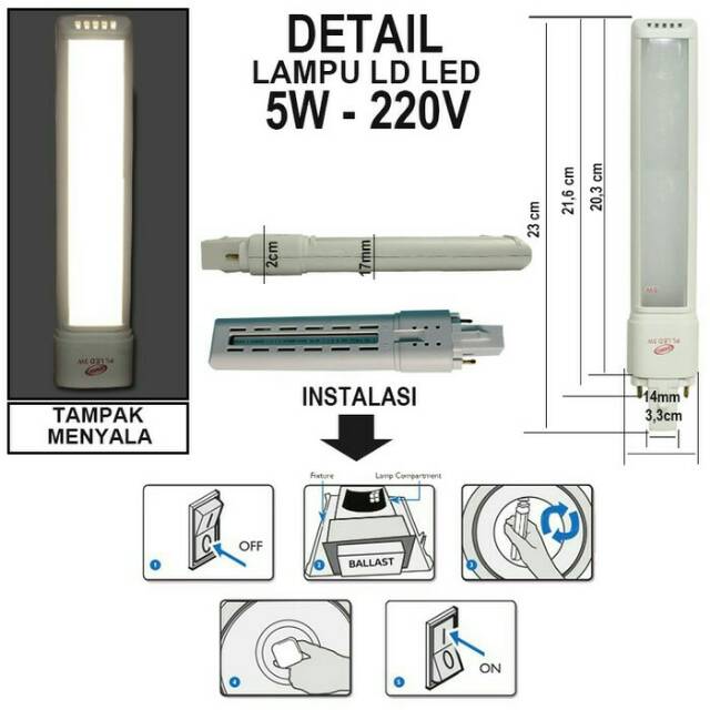 PL LED 5 WATT Refill untuk Lampu Meja LED