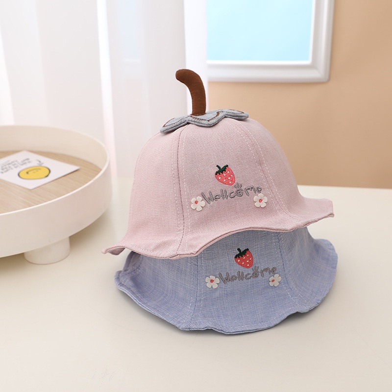 Halomam - Bucket Hat Strawberry ( Topi Bucket Bayi / Topi Bucket Anak Motif )-2