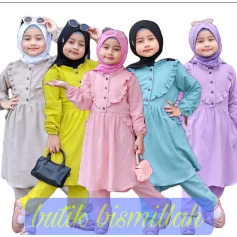 one set anak eliza terbaru / setelan anak kantong / baju setelan anak anak