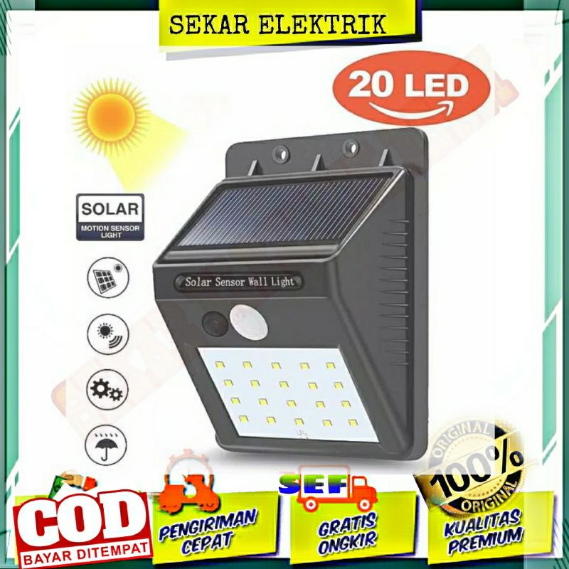 Lampu Solar 20 LED DENGAN Motion sensor security Wall Lights Waterproof Tanpa Listrik