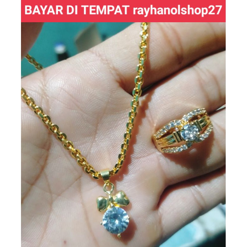 SET KALUNG NORI FREE CINCIN LIONTIN MOTIF PILIHAN LAPIS EMAS 22 K ANTI KARAT