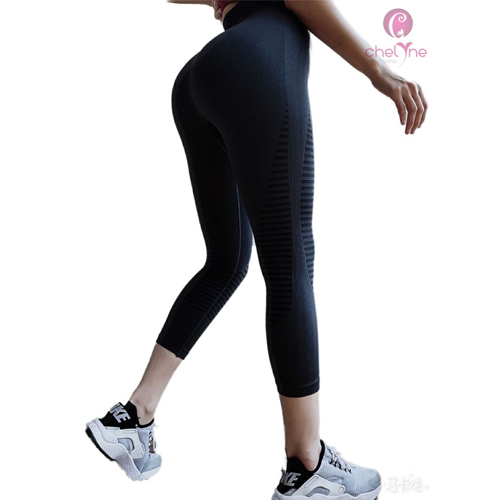 Chelyne Legging Sport TMK23  Bahan Seamless Rajut - Celana Olahraga