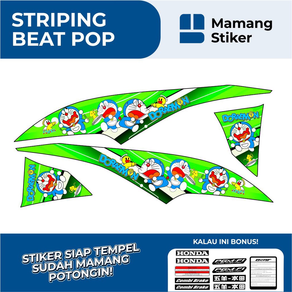 STRIPING HONDA BEAT POP FULL BODY VARIASI 11 DORAEMON/STIKER BEAT POP FI ORIGINAL/STICKER BEAT POP R