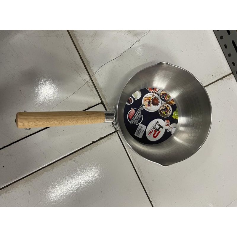 panci mie rebus aluminium tebal 20cm gagang kayu anti lengket / panci susu gagang kayu alumunium tebal milkpot saucepan yukihira marble hitam Tebal 16cm 18cm 20cm