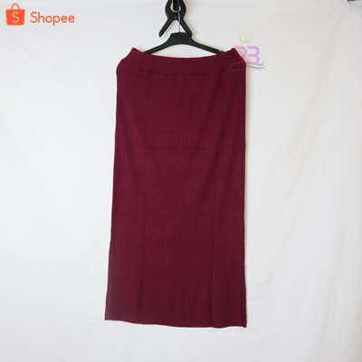Rok Rajut ABG & JUMBO Rok Span Rajut Wanita / ROK Panjang PREMIUM / Rok Knit Rajut / Rok Tebal / Rok oversize-MARON