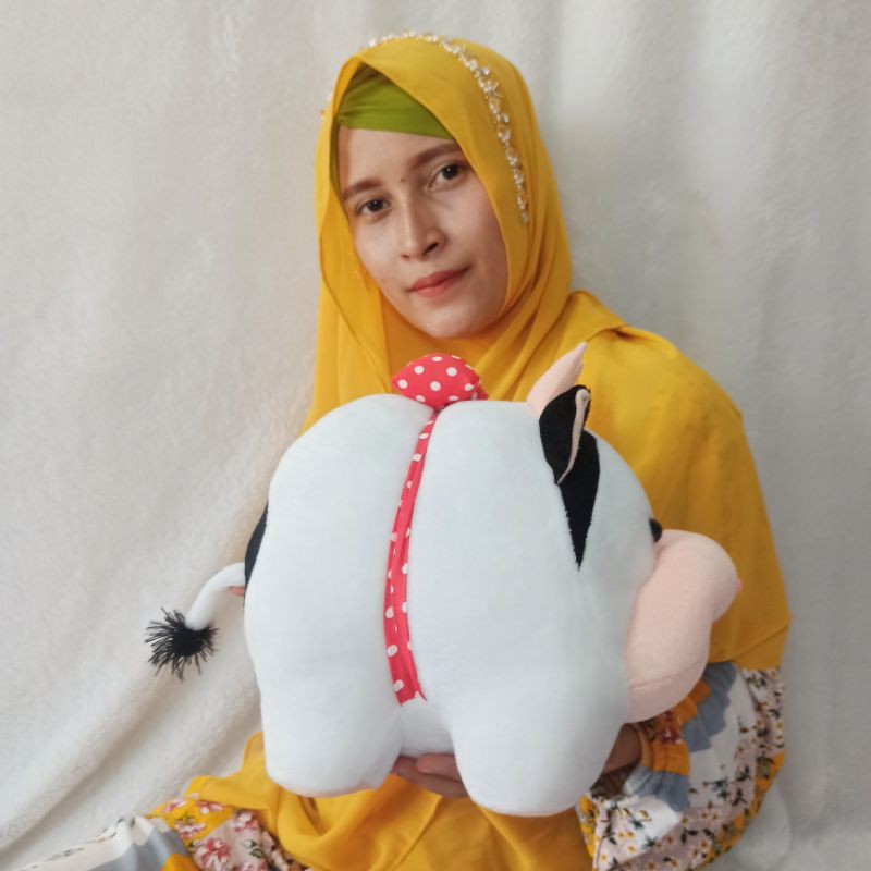 Boneka sapi melata hitam putih L murah