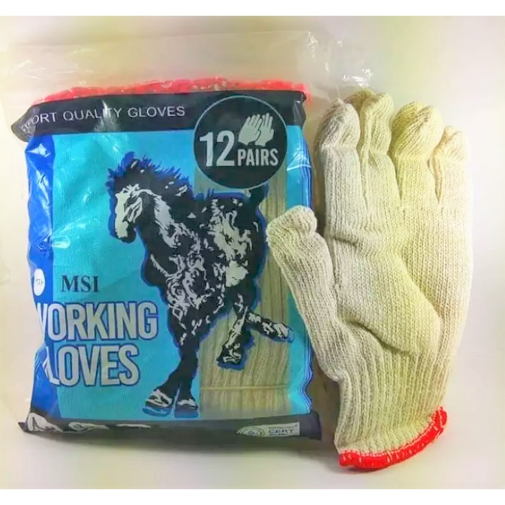 [SEPASANG] Sarung tangan kain Rajut MSI / Kuda working gloves Sarung tangan kerja sarung tangan kain 4 benang tebal sarung tangan kain kerja tebal sarung tangan rajut msi kuda 4 benang sepasang